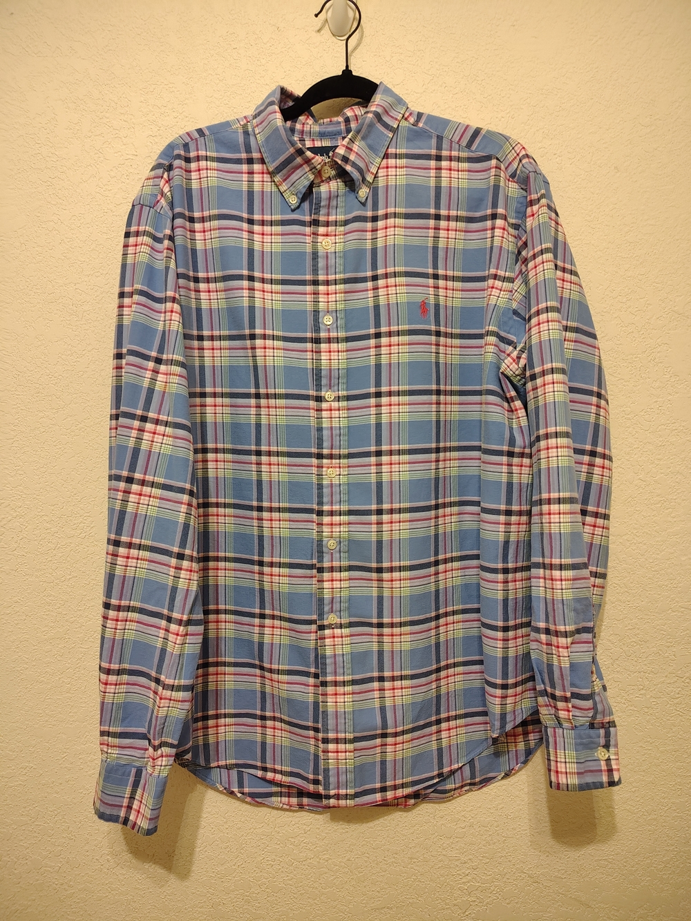 Ralph Lauren Long Sleeve Classic Fit Button Down Plaid Shirt Men's XL Blue Pink